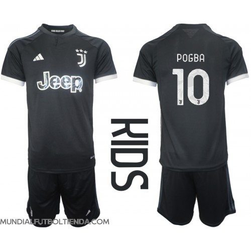 Camiseta Juventus Paul Pogba #10 Tercera Equipación Replica 2023-24 para niños mangas cortas (+ Pantalones cortos)